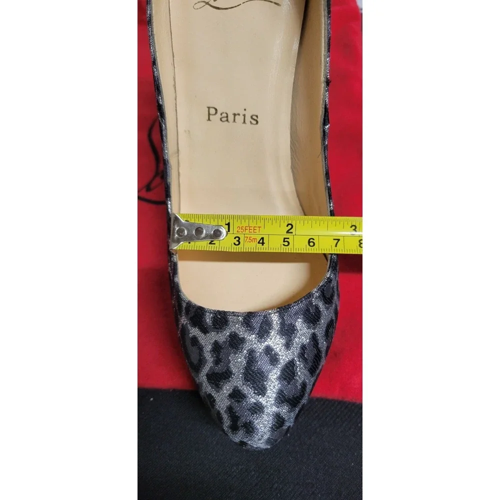 Silver And Black Animal Print Christian Louboutin Canvas Platform Pumps Size 40